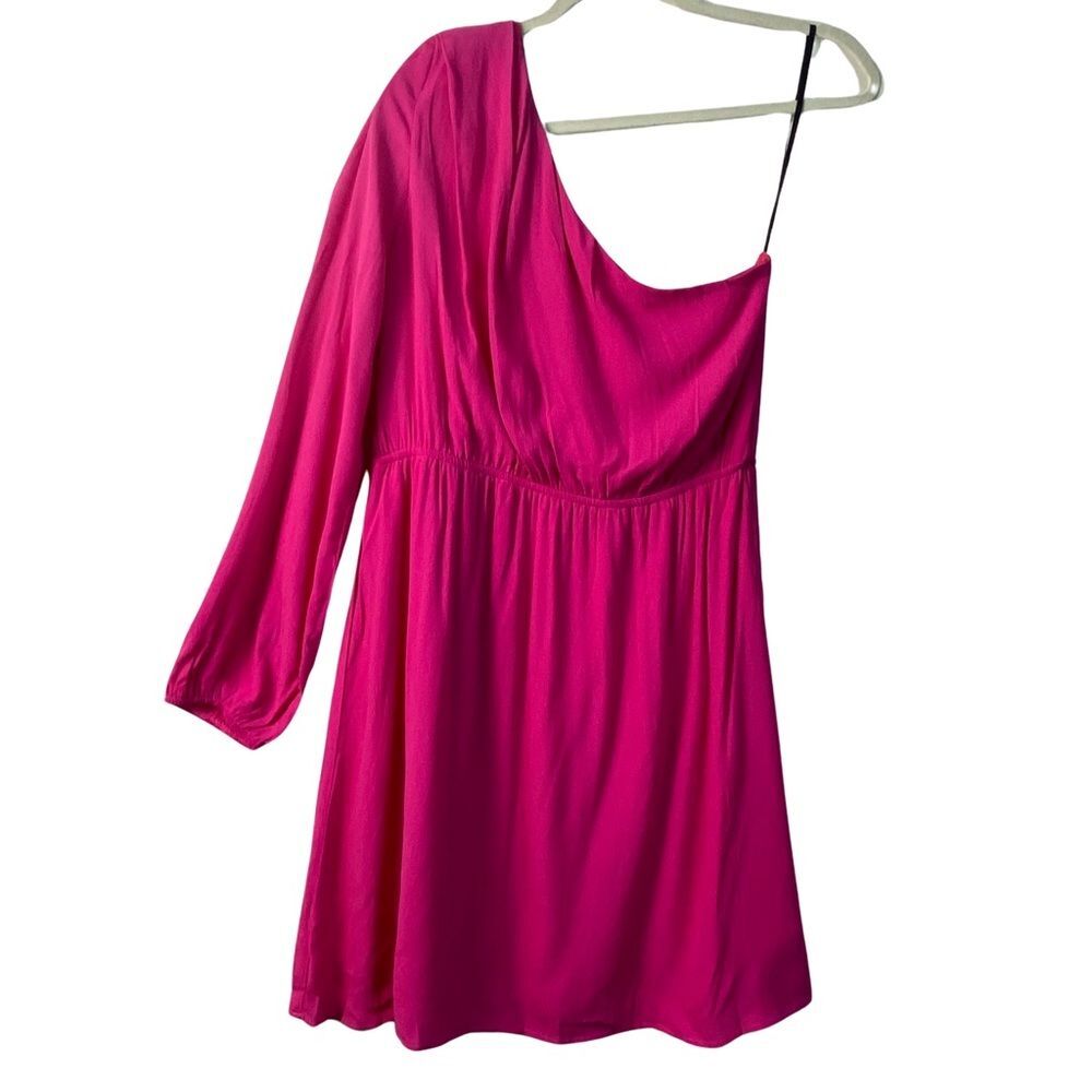 NSR Nordstrom Hot Pink One Shoulder Matte Crepe Dress Size M